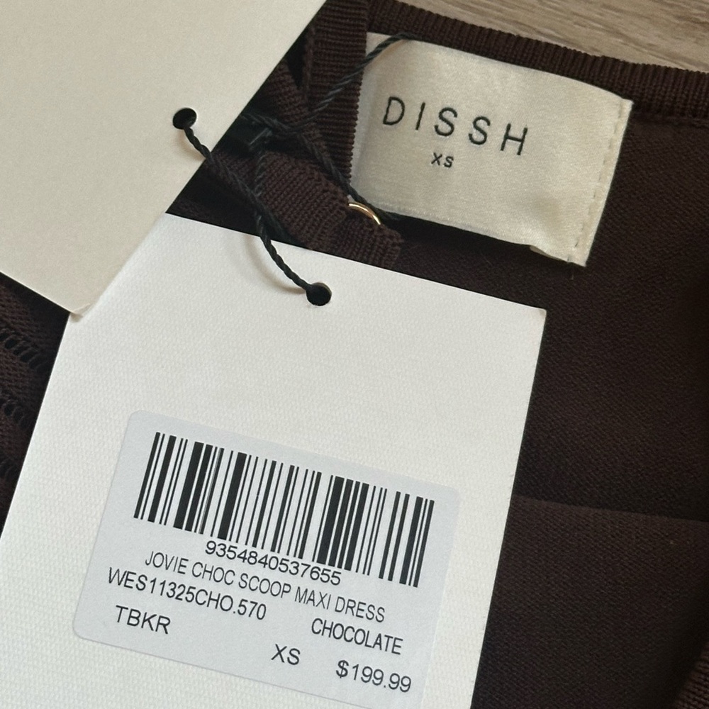 NWT DISSH Jovie Choc Scoop Maxi Dress in Chocolate Brown XS - Picture 5 of 7
